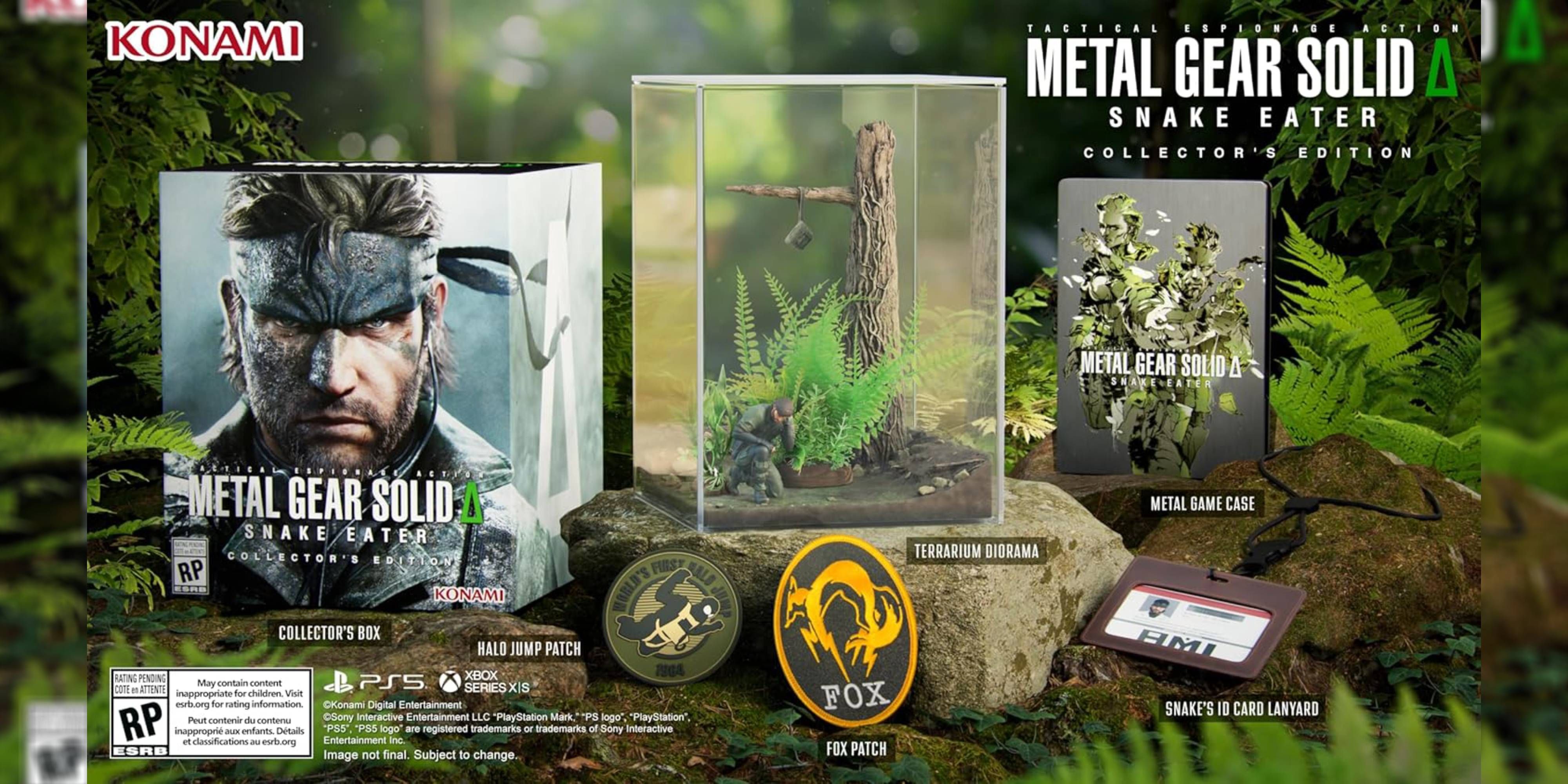 Diorama da Edição de Colecionador de Metal Gear Solid Delta: Snake Eater com a estátua de Snake.