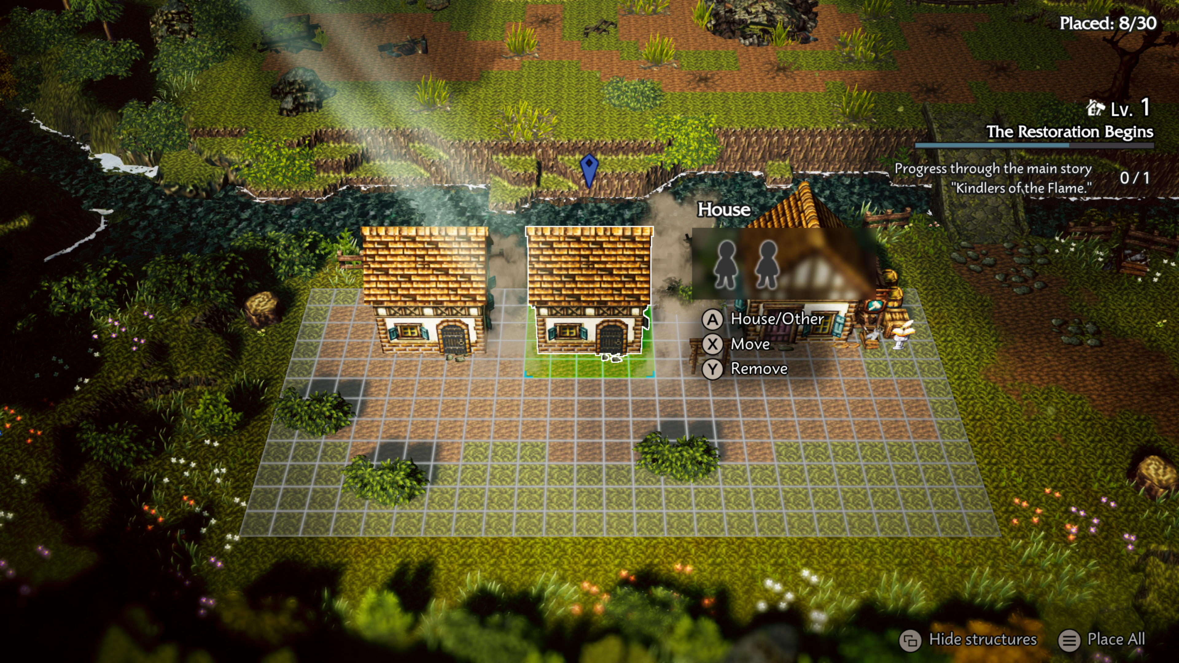 a town-building scene from Octopath Traveler 0.
