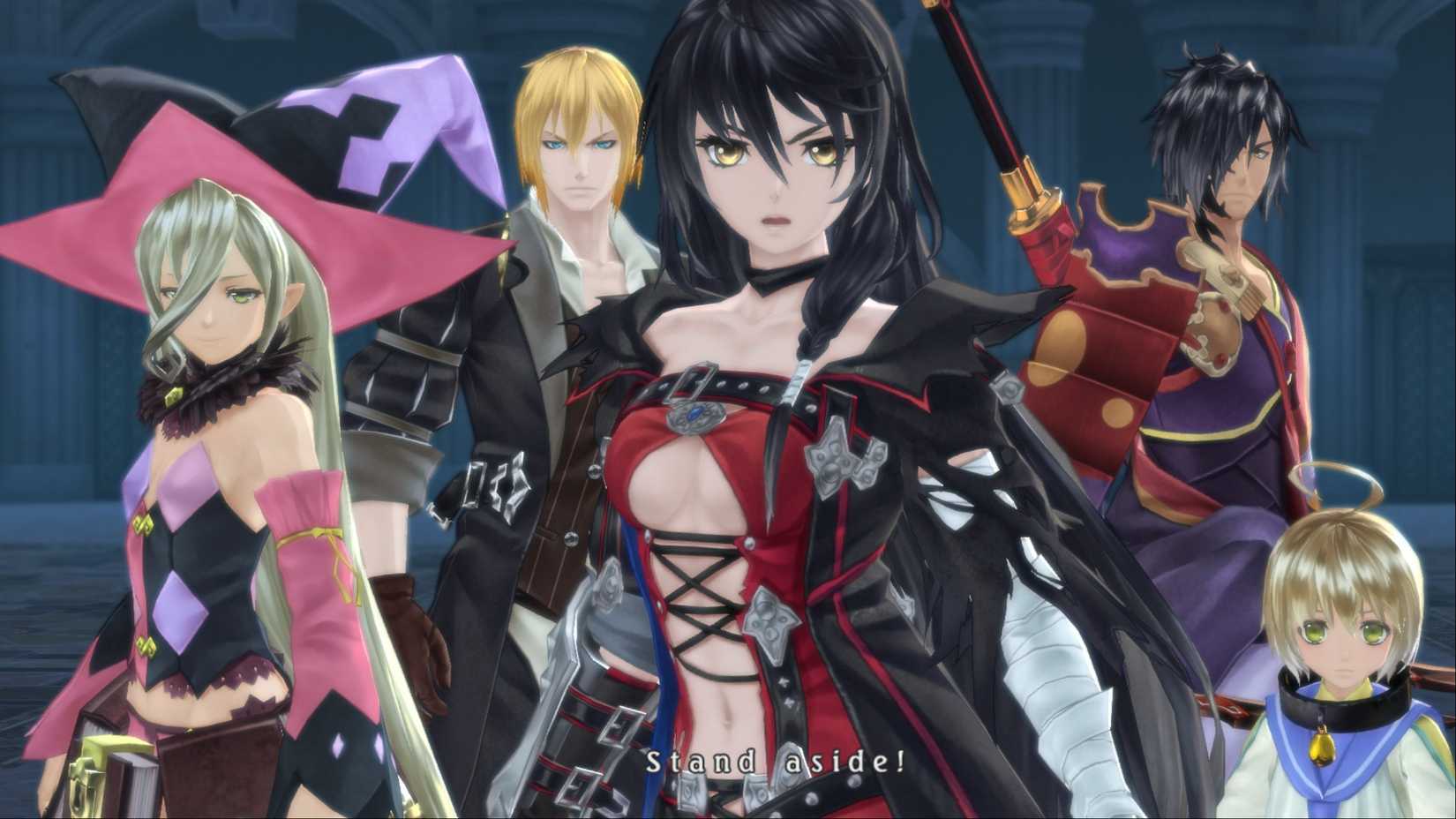 The full party cast prepares to battle Velvet Crowe 'Stand by!' In The Tale of Berseria.