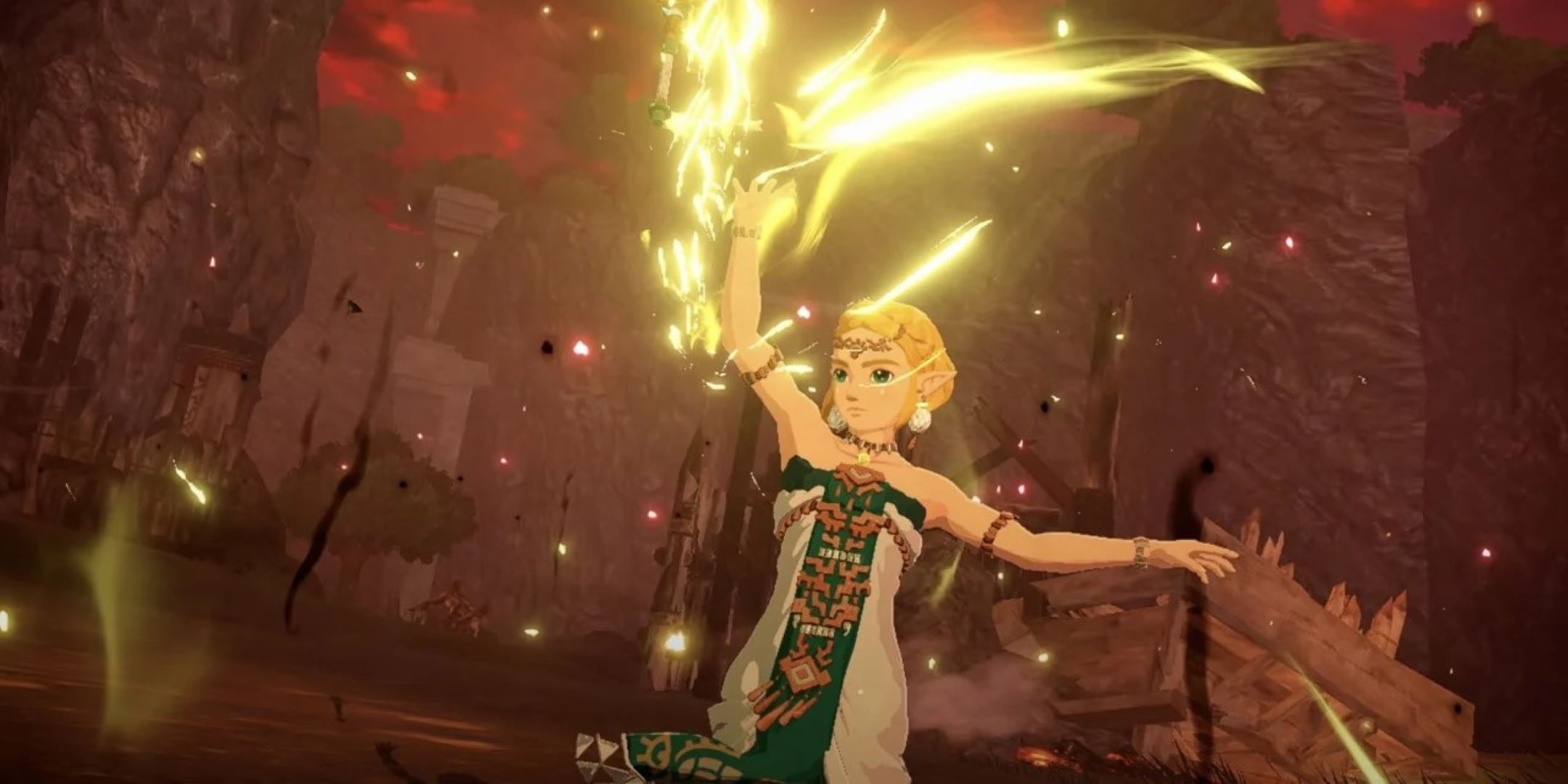 Princess Zelda materializing light bow