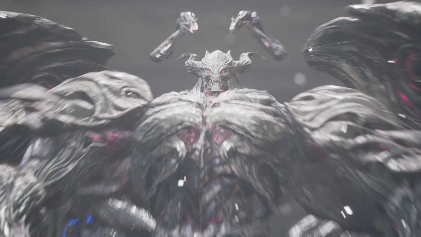 A close -up of a large dragon -like creature.