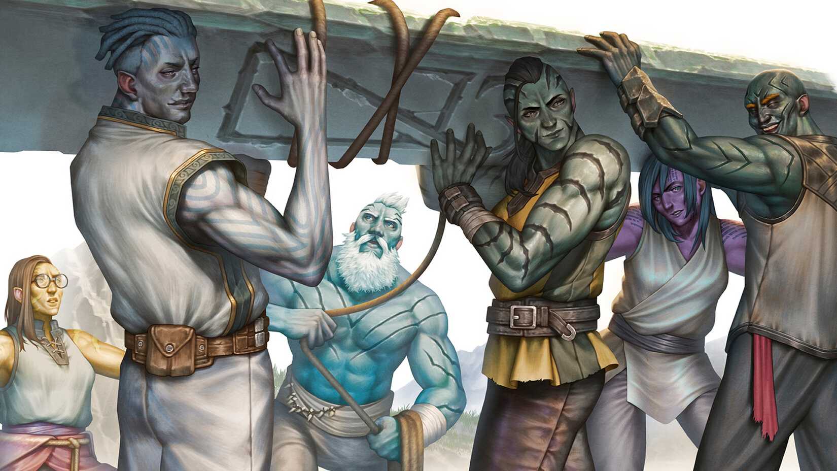 Goliath in a group is holding an obelisk in D & D 5e.