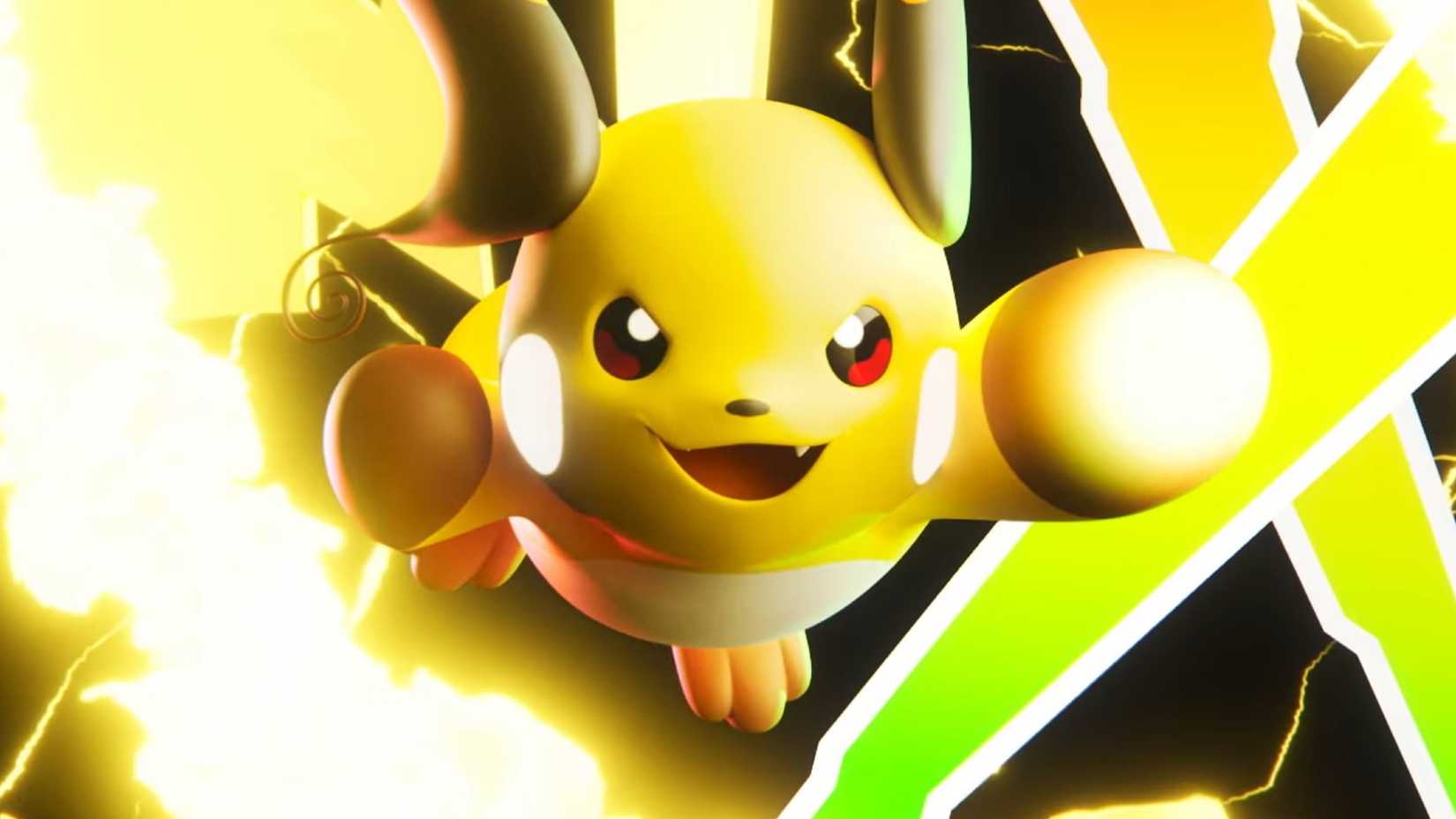 A Mega Raichu diving towards the screen.