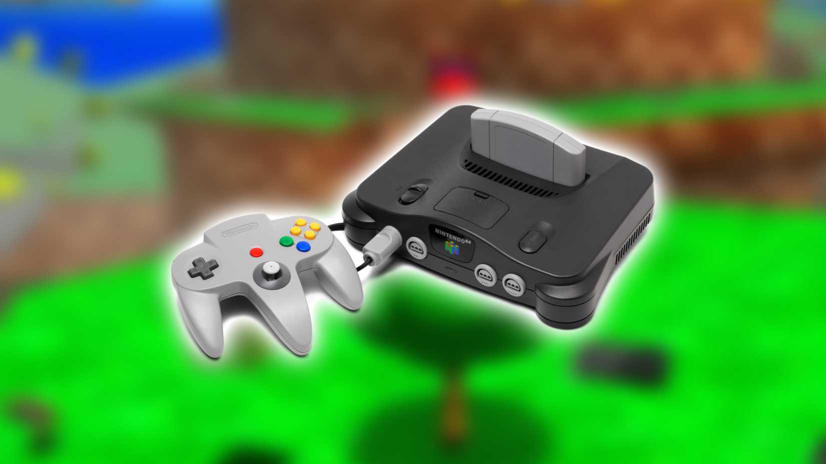 A Nintendo 64 game console.