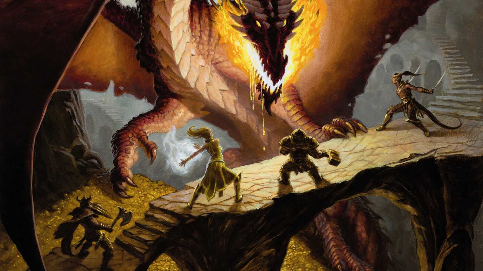 The adventurer's party is fighting dragon in D & D 5e.