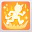 A yellow icon with an uma running through flames for Umamusume Pretty Derby.