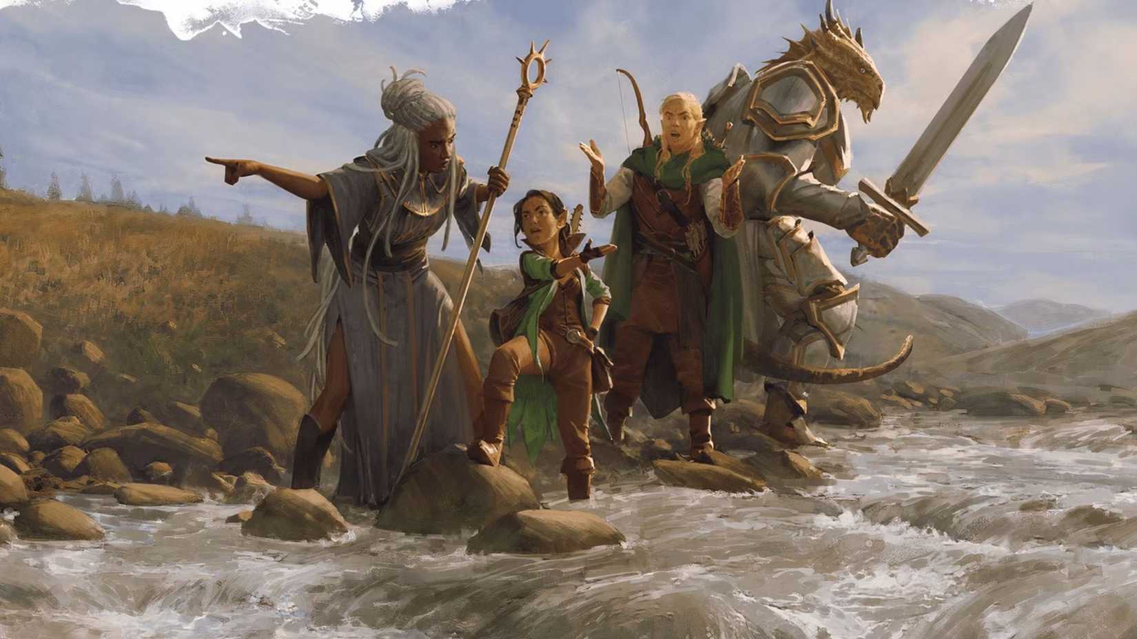 The party insists on the best way to travel across the river in DND art. 