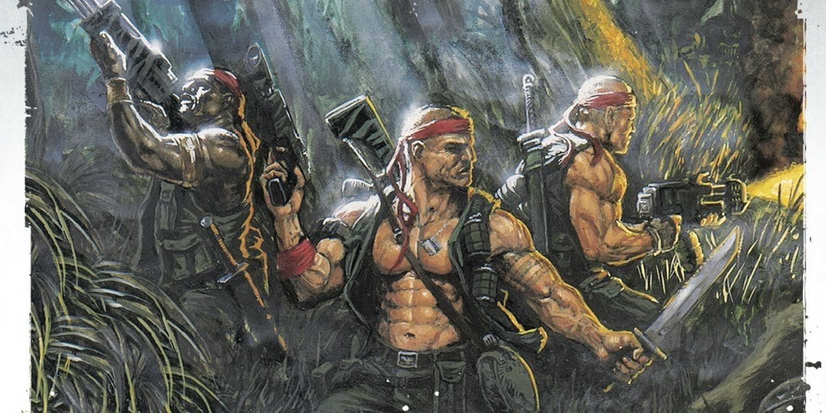 Catachian fungle fighters in Warhammer 40k with various weapons.