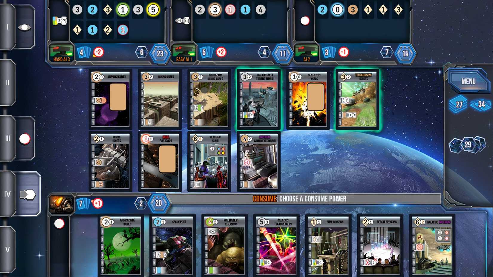 Choosing a consumption force in the galaxy race.