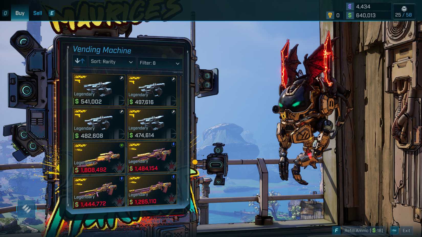 Collection of Legendary guns in Maurice's Black Market.