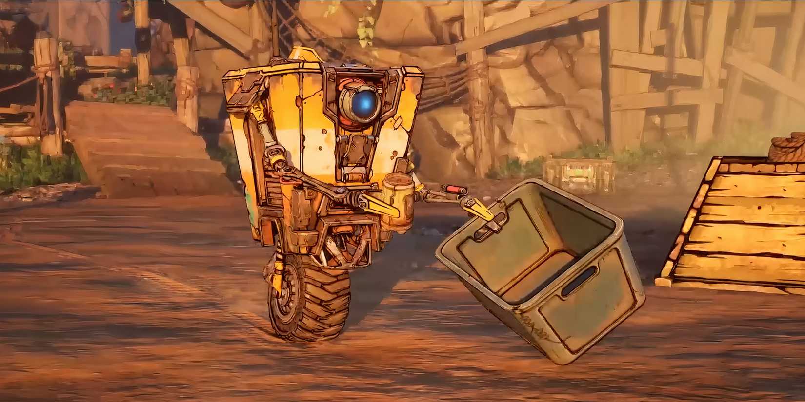 Claptrap picks up debris in Borderlands 4.