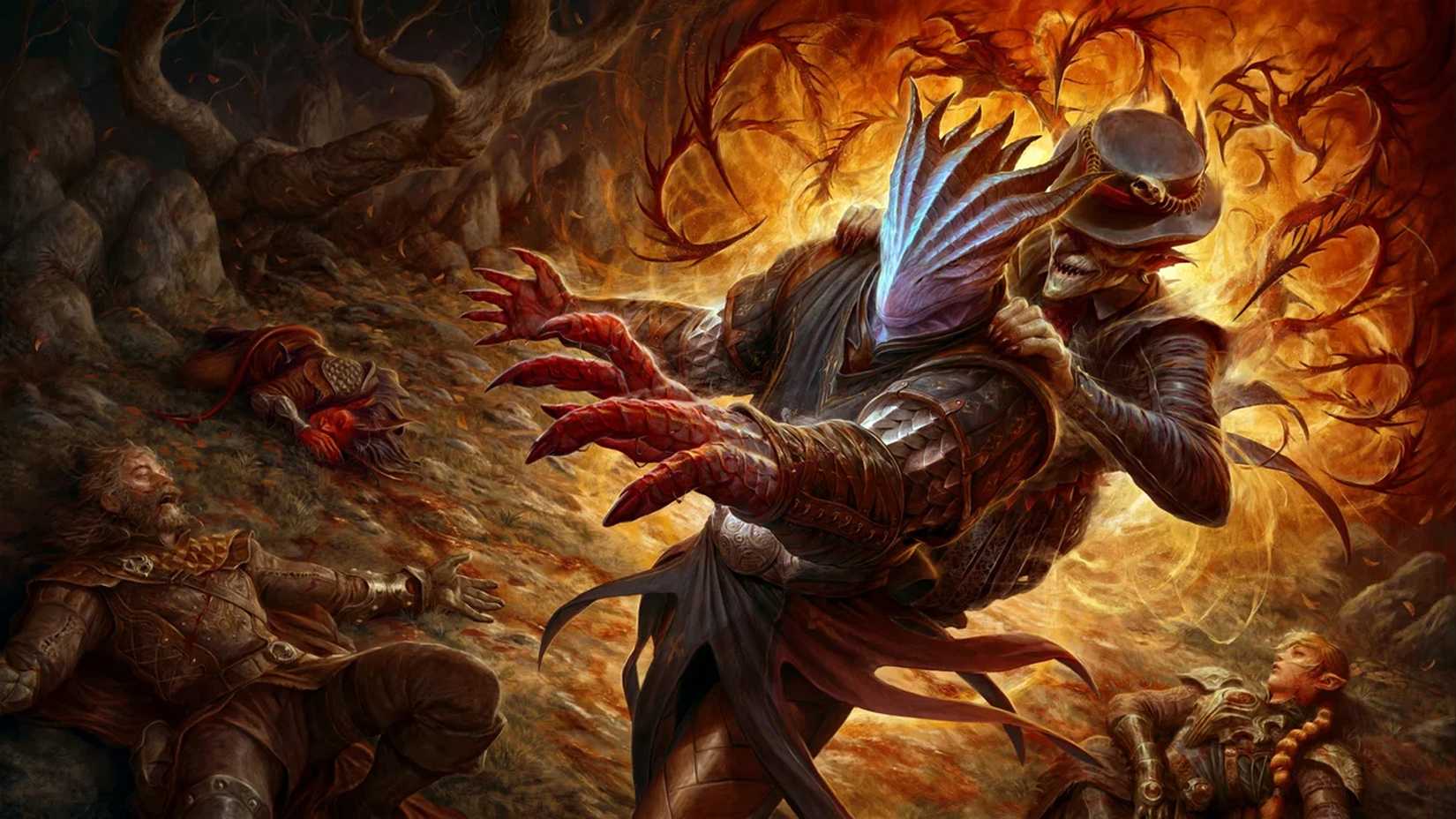 Dark Urge in Baldurs Gate 3 standing over a pile of corpses.