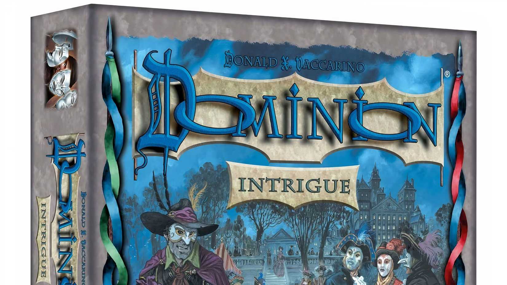 Dominion Intrigue box showing three people on the box art.