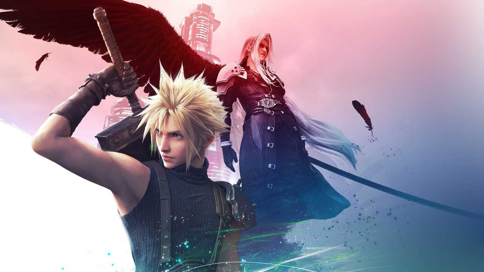 Cloud and Sephiroth in Key Art for Final Fantasy 7 -remakes Switch and Xbox ports.