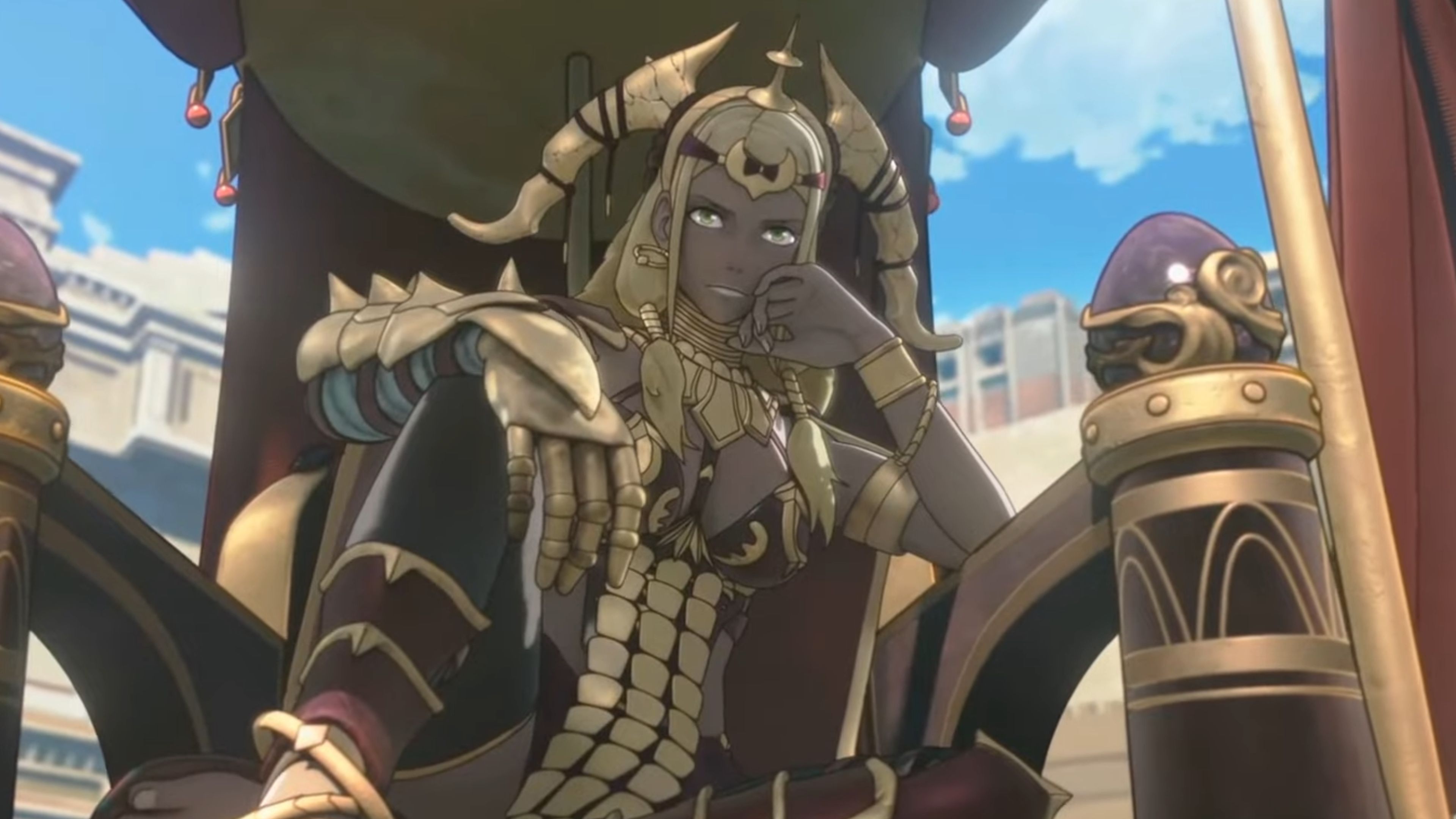 A character from the reveal trailer of Fire Emblem Fortune's Weave.