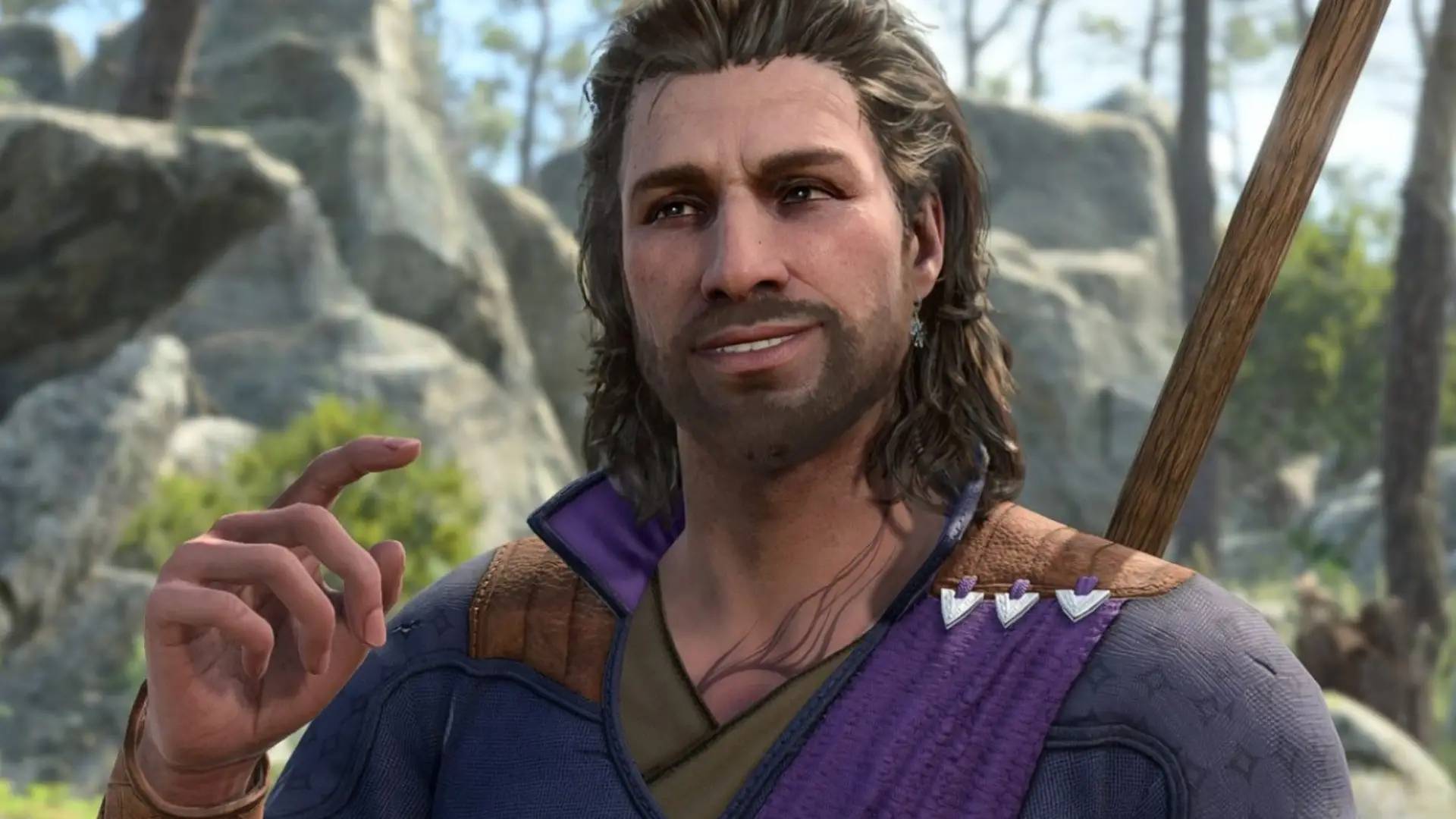 Gale with his hand up in Baldur s Gate 3.