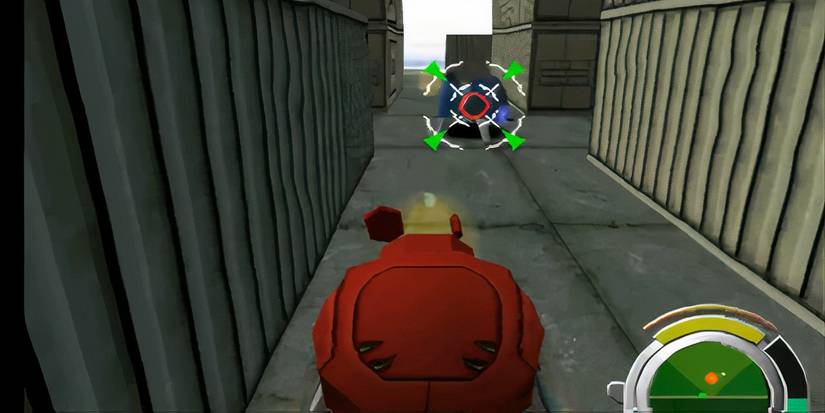 The think tank robot from Ghost in the Shell engaging in combat with another mech.