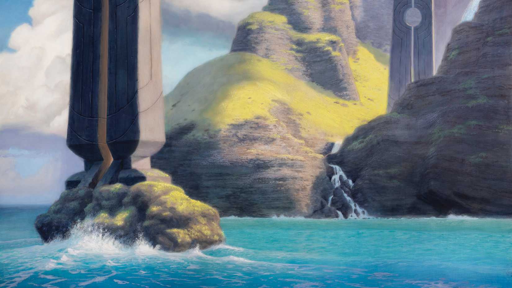 Cluers to the edge of the ocean of the ocean of a blue ocean of a blue sea