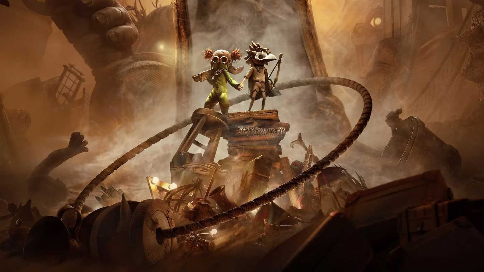 Low and alone in the main art of Little Nightmares 3.