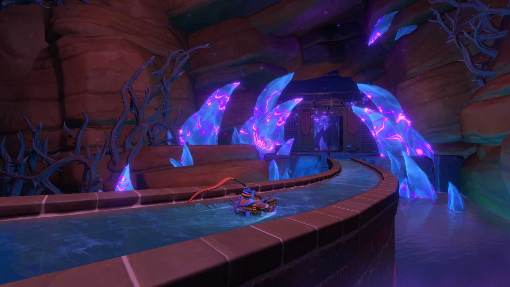 the knightling surfing on their shield in the knightling.