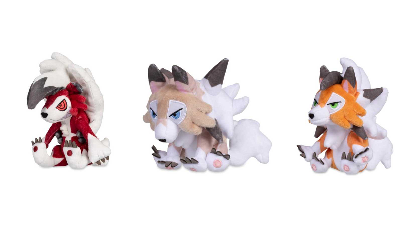lycanroc sitting cuties plushes.