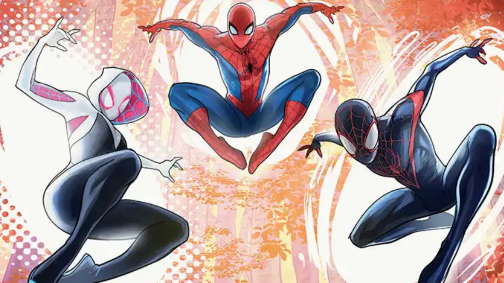 Gwen Spider-Man and Miles together in MTG works of art.