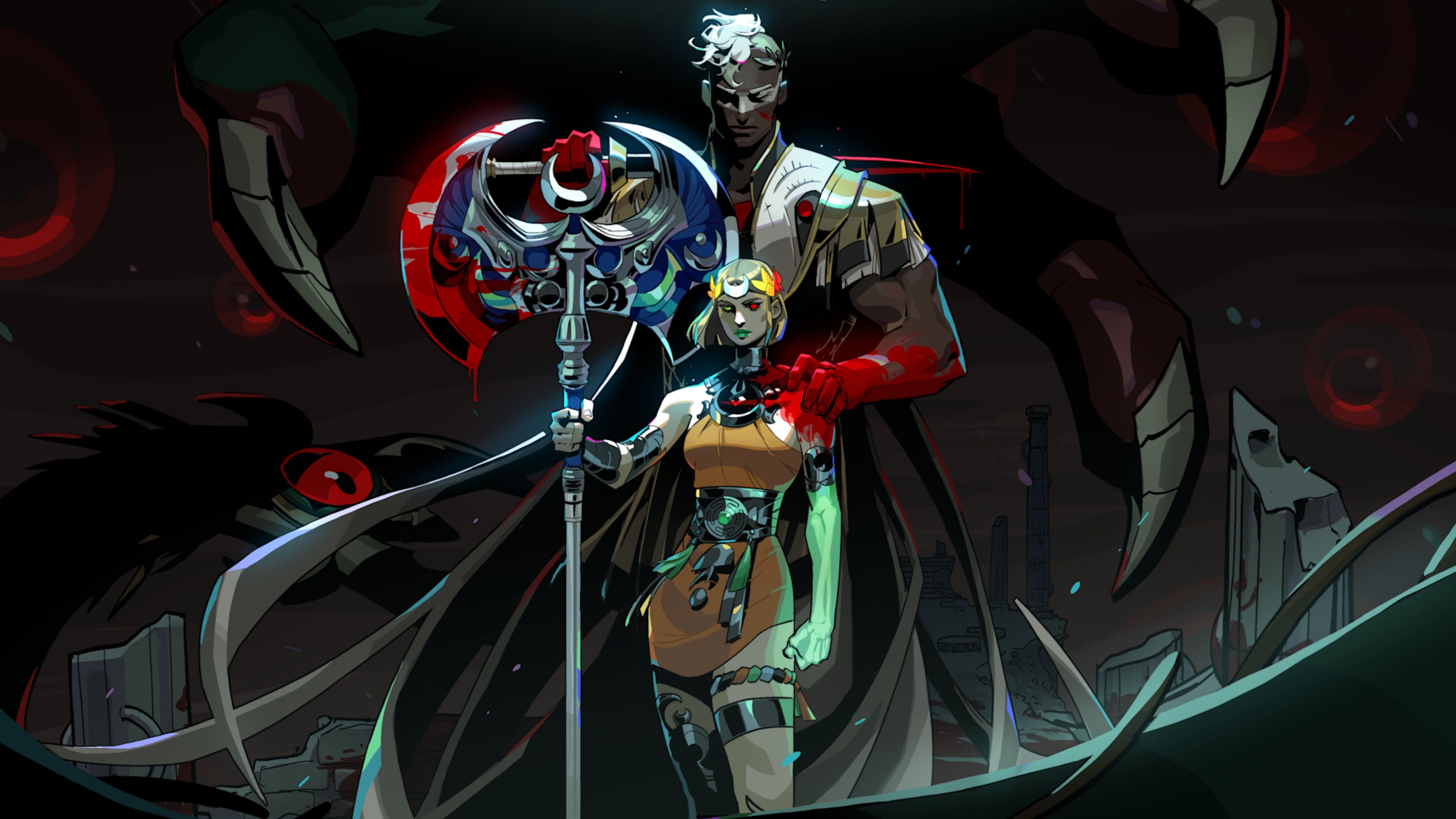 melinoe standing in front of ares in hades 2.