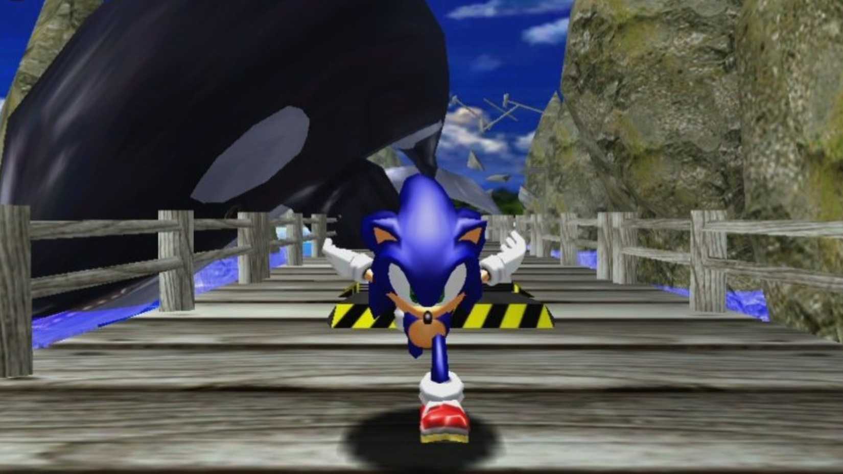 sonic running from an orca in sonic adventure.