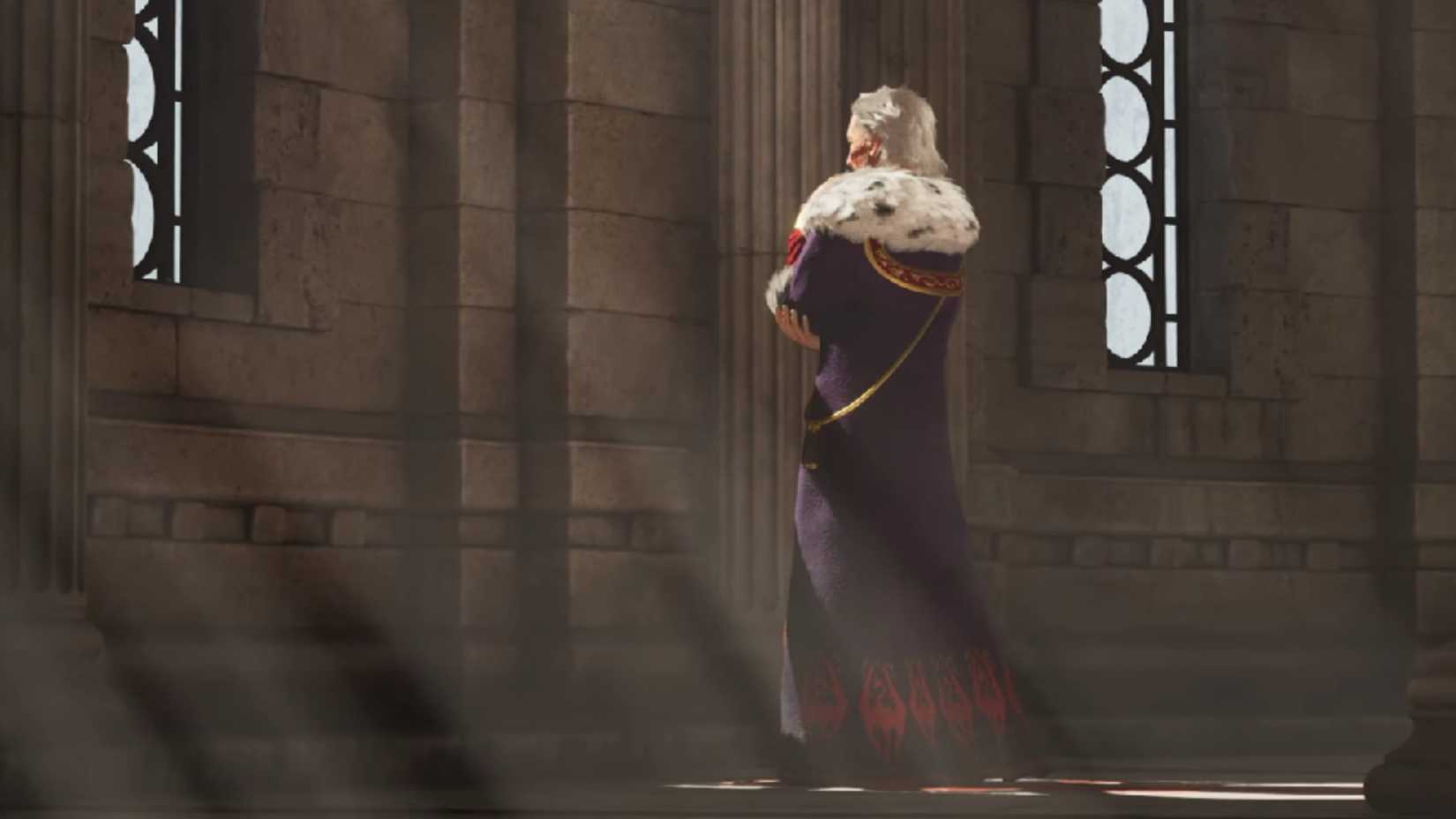 The emperor re-masters looking out the window in oblivion.