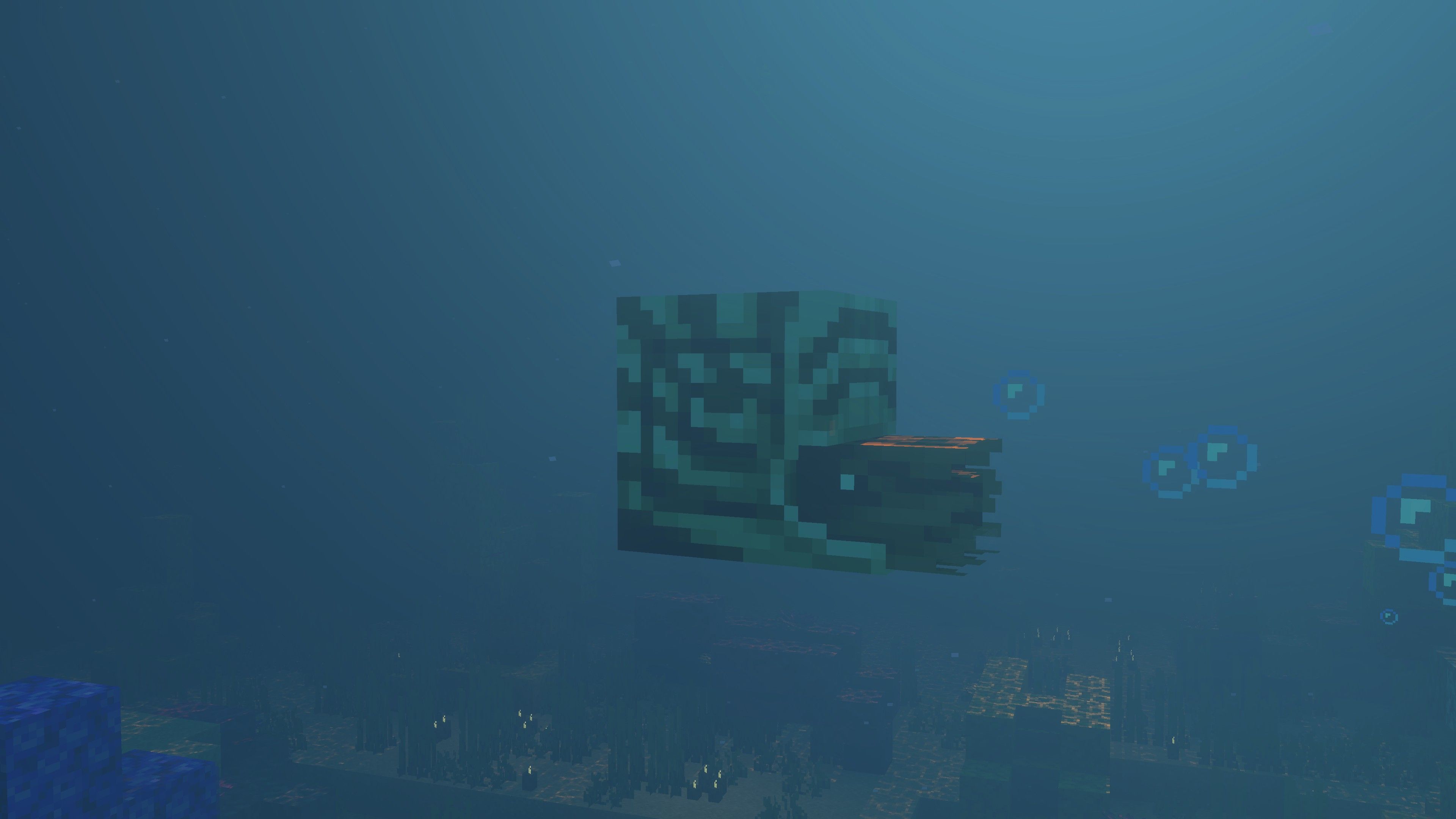 Minecraft Nautilus mob swimming underwater.