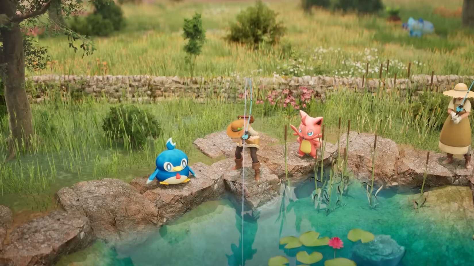 Fishing in Palfarm's pond.