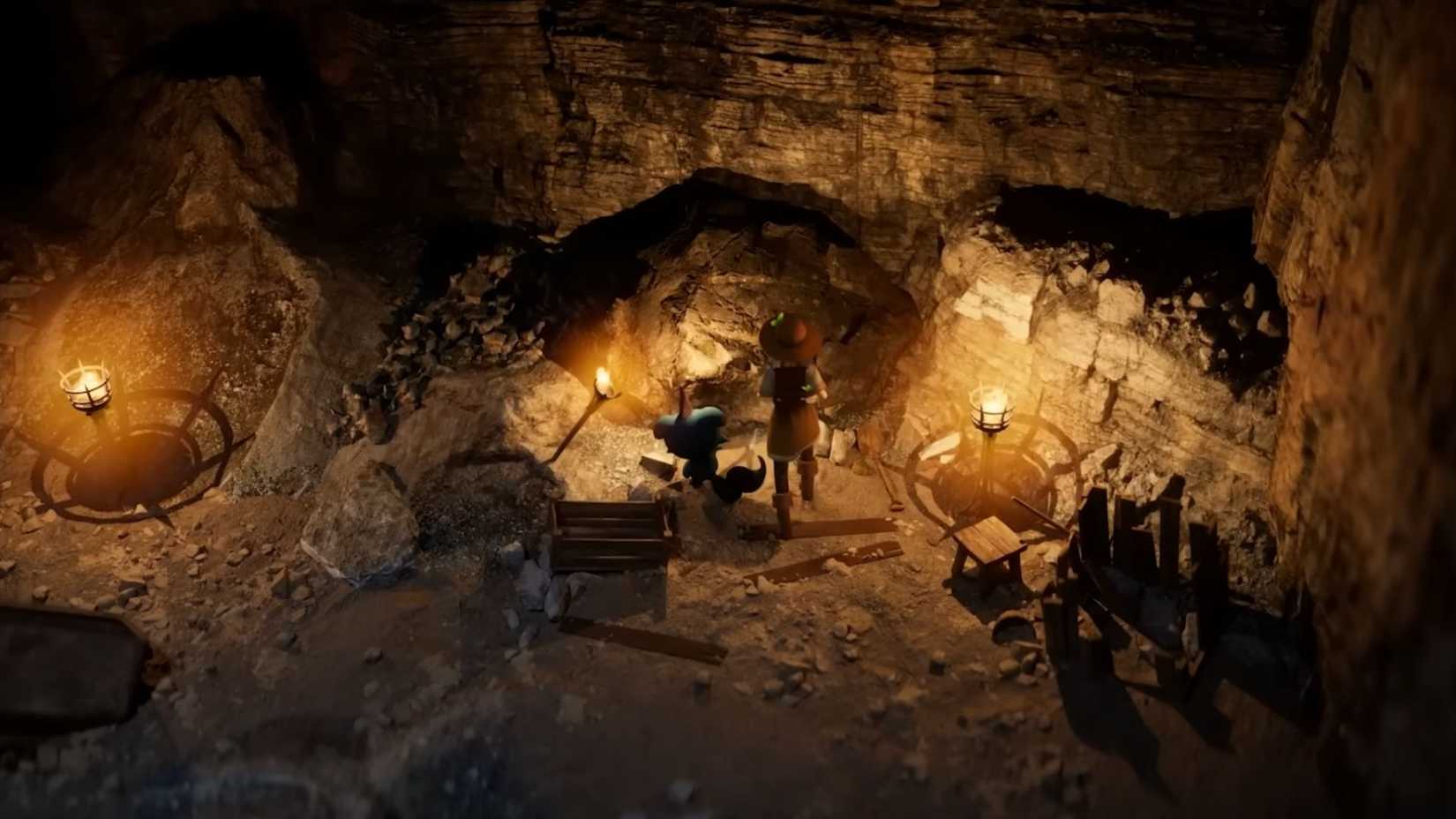 Palfarm players mining in caves.