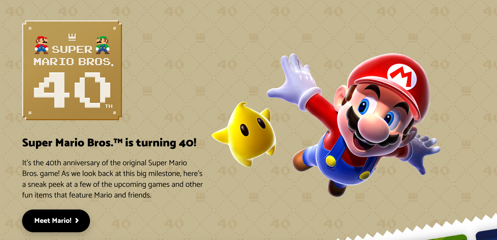 Il sito web ufficiale di Super Mario Bros. anticipa l'arrivo di altri giochi di Mario.