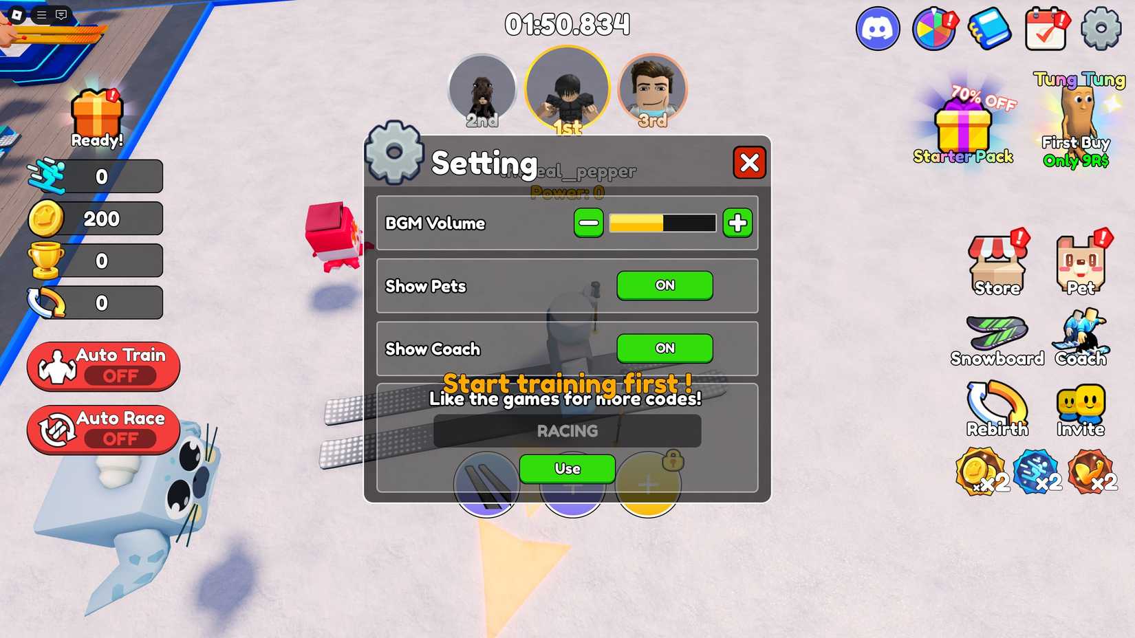 How Do I Redeem Snow Race Codes? Image via Roblox.com