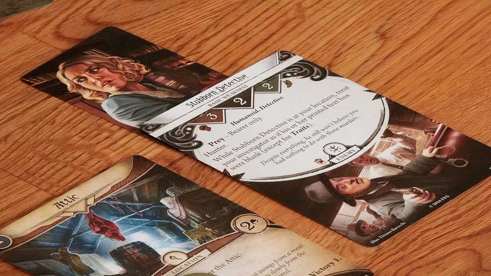 Stubborn Detective card in play during Arkham Horror.