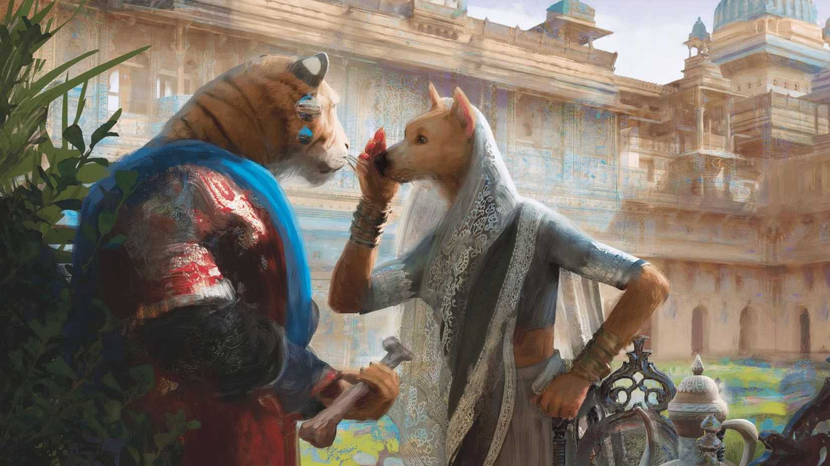 Two animals in a town class in DND art 