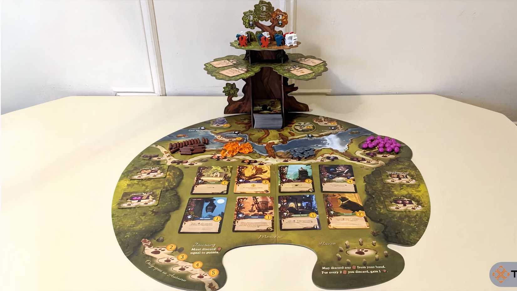 Setting up the Everdell board at the start of the game.