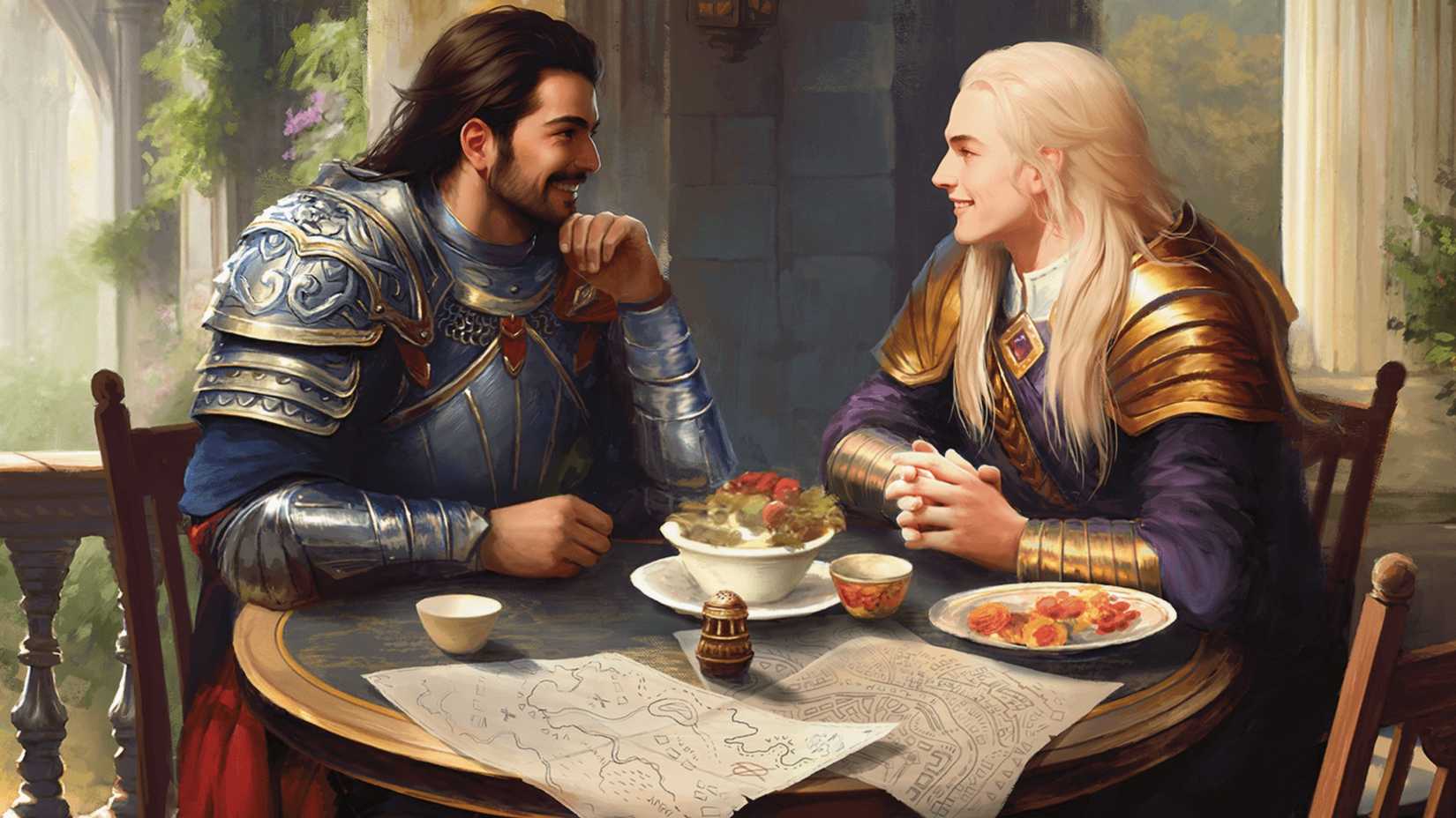 Kas and Vea's youth versions, when they were still friends, with built and dragon (D & D).