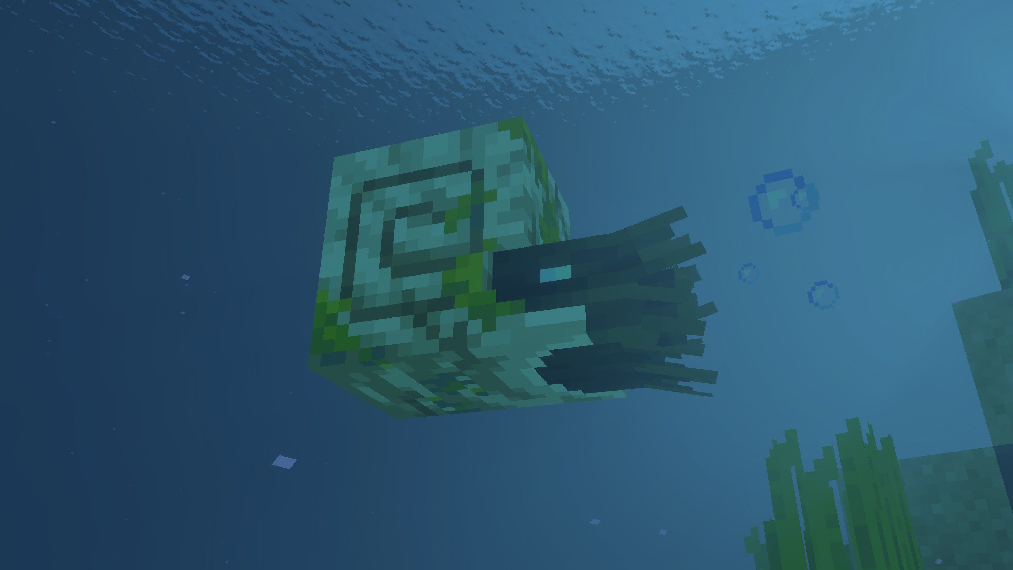 Minecraft Zombie Nautilus swimming underwater.