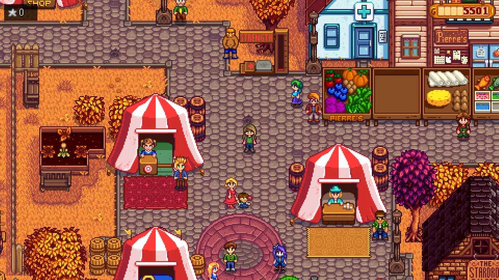 Crowds of people at the fair in Stardew Valley.