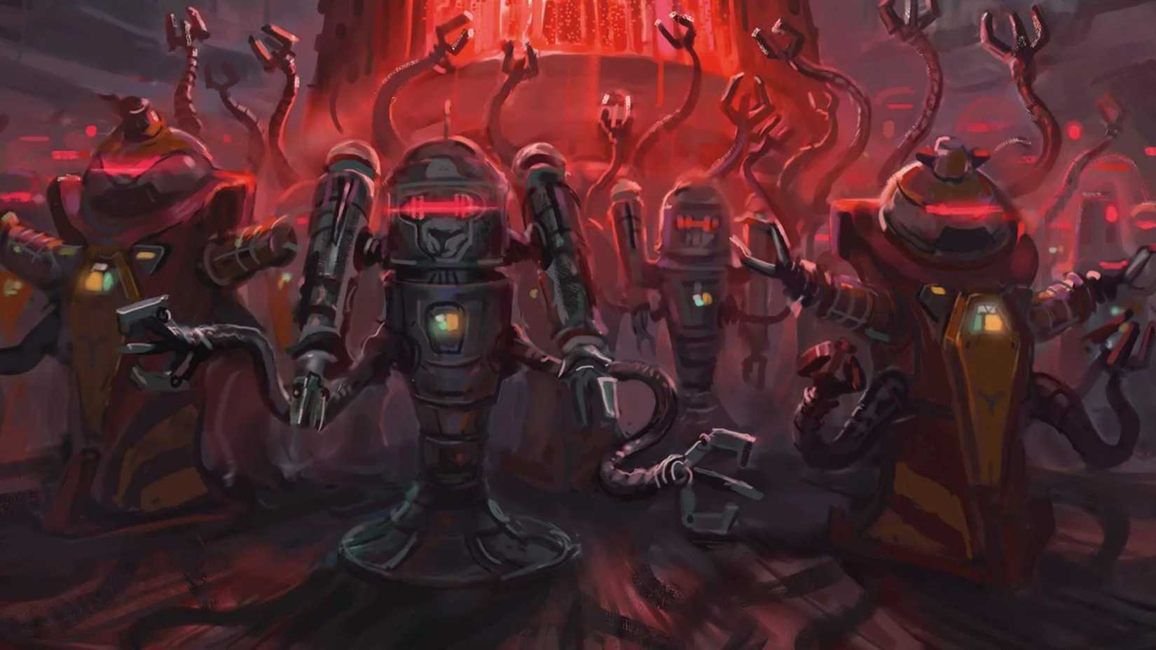 A large group of robot minions, from Dungeons & Dragons (D&D).