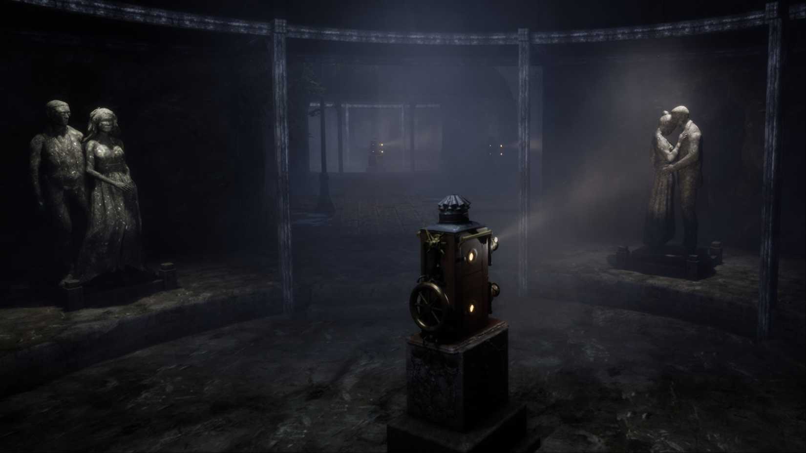 This is a small puzzle room with a projector and statue on Charon's stairs.