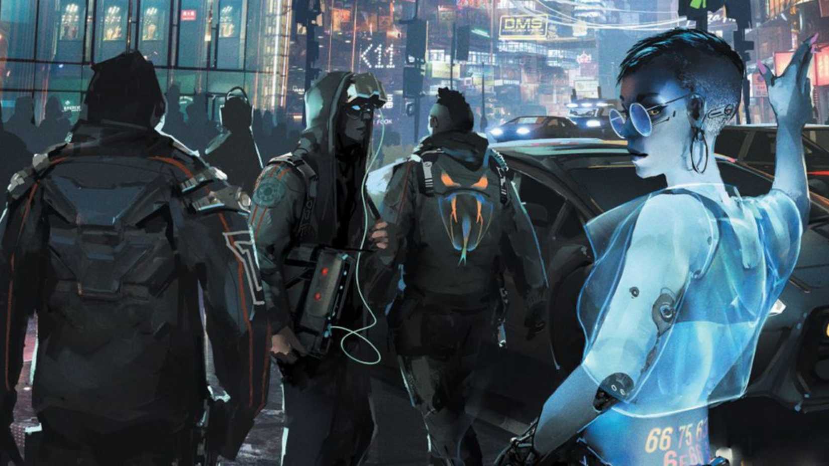 A group of citizens from Night City, from Cyberpunk RED.
