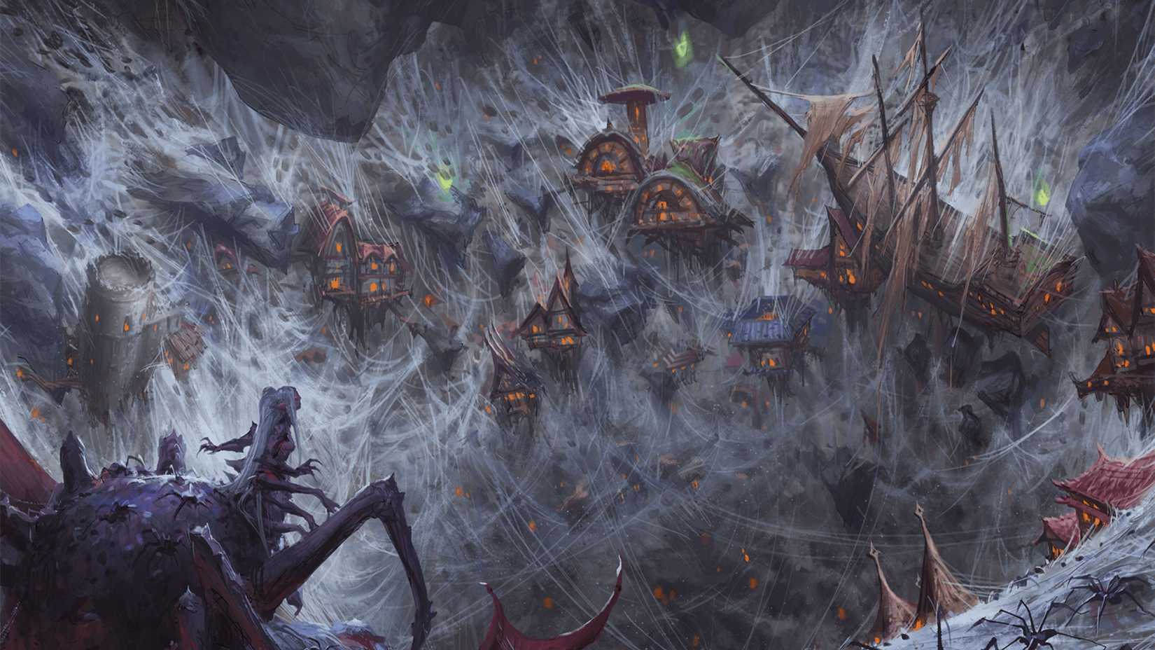 Lolth looking at her layer in the Demonweb Pits, Abyss in Dungeons & Dragons (D&D).