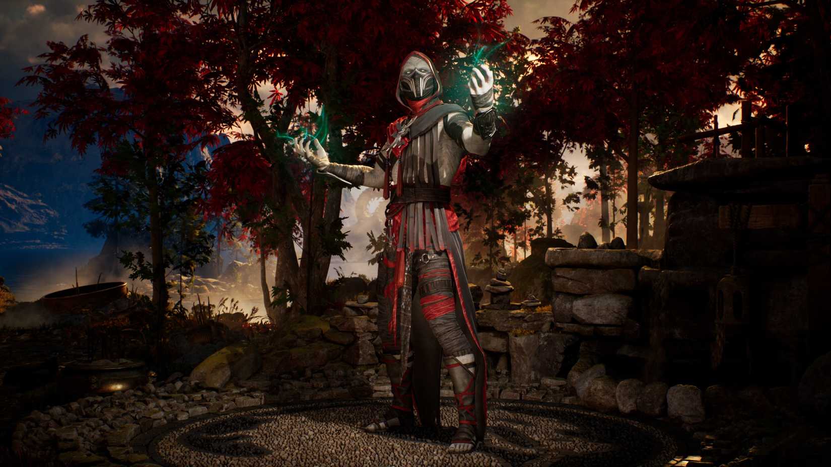 Ermac with green hands glowing in Mortal Kombat 1.