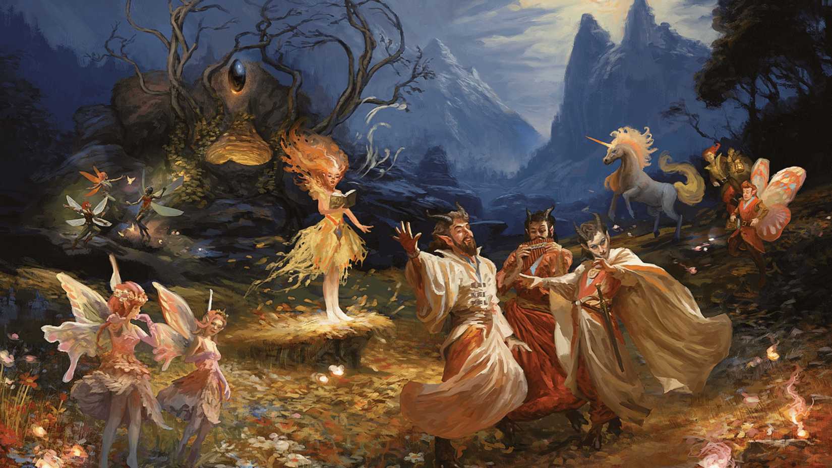 A diverse group of forest fairy creatures from Dungeons & Dragons (D&D).