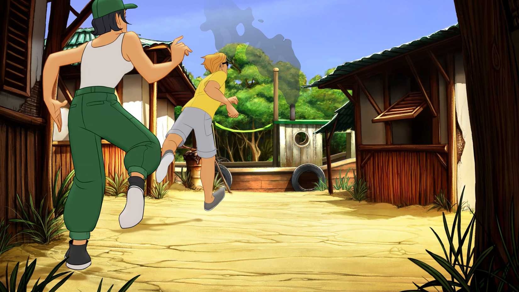 George and Nico running in Broken Sword The Smoking Mirror Reforged.
