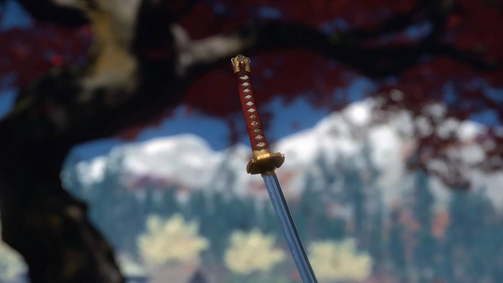 A sword in the ground of Ghost of Tsushima's ending.