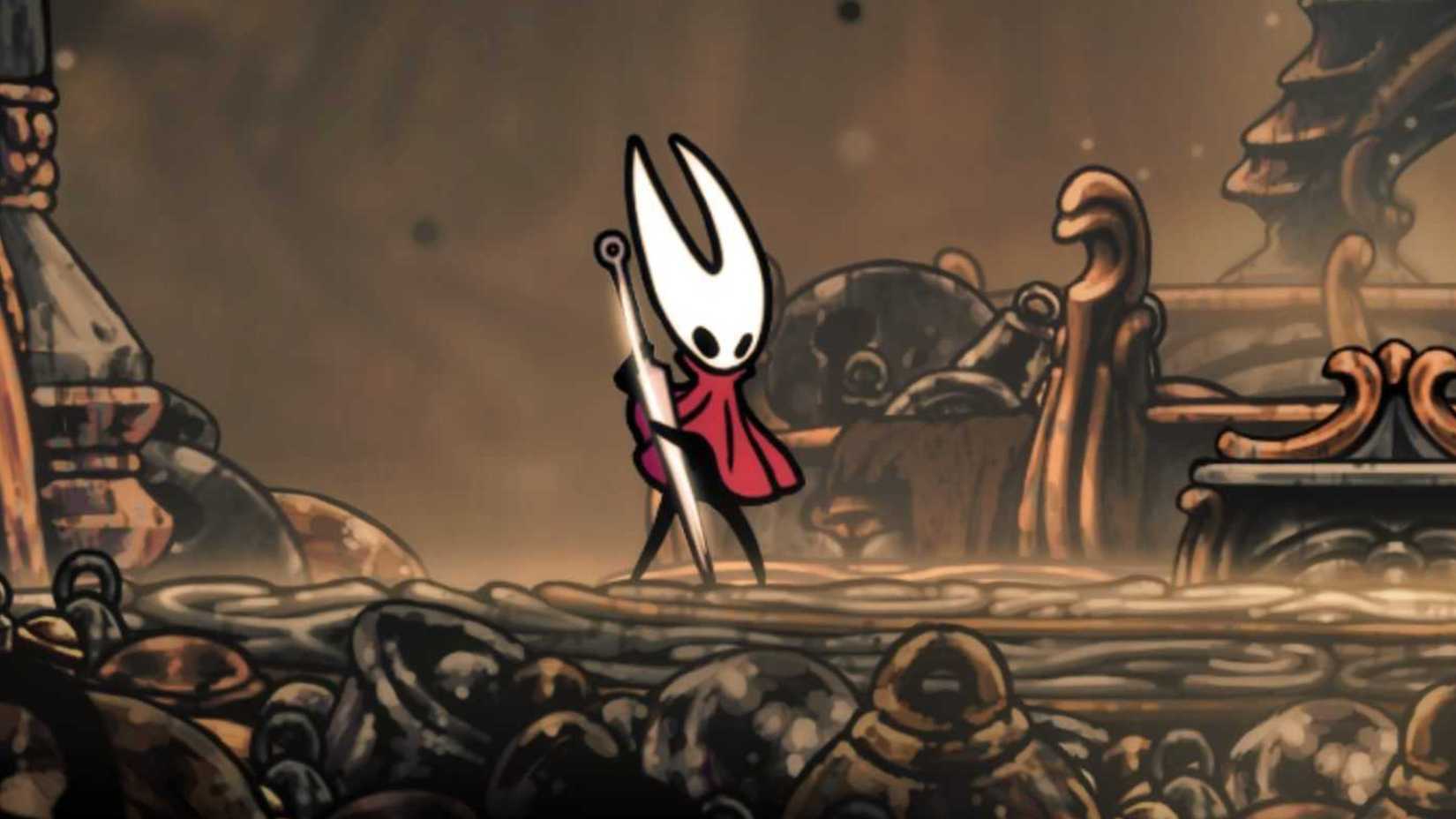 Hornet playing needle in Hollow Knight Silksong.