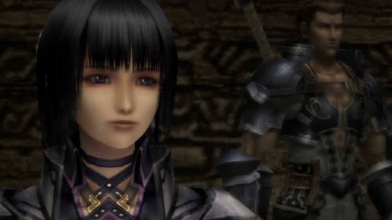 Leone with Arngrim behind her in Valkyrie Profile 2 Silmeria.